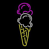 Ice Cream Cone Double Scoop Logo Neon Skilt