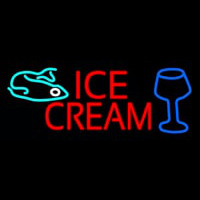 Ice Cream Glass N Fish Neon Skilt