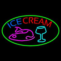 Ice Cream Glass N Fish Neon Skilt