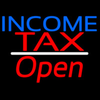 Income Ta  Open White Line Neon Skilt