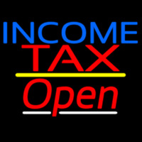 Income Ta  Open Yellow Line Neon Skilt