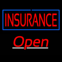 Insurance Blue Border Open Neon Skilt