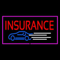Insurance Car Logo Pink Border Neon Skilt