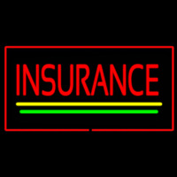 Insurance Yellow Green Lines Red Border Neon Skilt