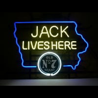 Jack Daniels Jack Lives Here IOWA Whiskey Neon Skilt