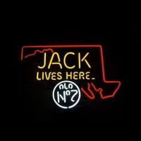 Jack Daniels Jack Lives Here Maryland Whiskey Neon Skilt