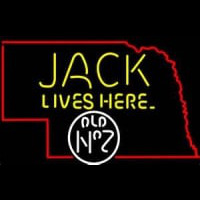 Jack Daniels Jack Lives Here Nebraska Whiskey Neon Skilt