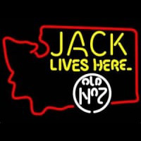 Jack Daniels Jack Lives Here Washington Whiskey Neon Skilt