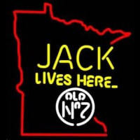 Jack Daniels Jack Lives here Minnesota Whiskey Neon Skilt