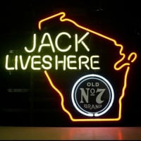 Jack Daniels Lives Here Whiskey Wisconsin Neon Øl Skilt