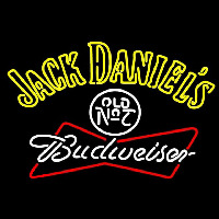Jack Daniels with Budweiser Logo Neon Skilt
