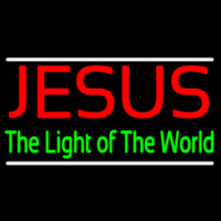 Jesus The Light Of World With Line Neon Skilt