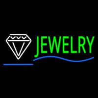 Jewelry Block Diamond Logo Blue Line Neon Skilt