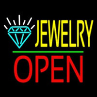 Jewelry Logo Open Green Line Neon Skilt