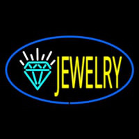 Jewelry Logo Oval Blue Neon Skilt
