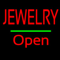 Jewelry Open Green Line Neon Skilt