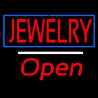 Jewelry Rectangle Blue Open Neon Skilt