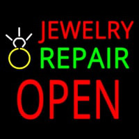 Jewelry Repair Block Open With Logo Neon Skilt