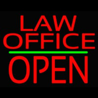 Law Office Block Open Green Line Neon Skilt