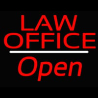 Law Office Open White Line Neon Skilt