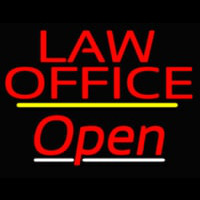 Law Office Open Yellow Line Neon Skilt