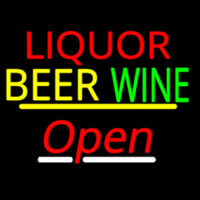 Liquor Beer Wine Open Yellow Line Neon Skilt