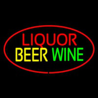 Liquor Beer Wine Oval Red Neon Skilt