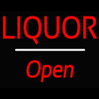 Liquor Open White Line Neon Skilt