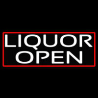 Liquor Open With Red Border Neon Skilt