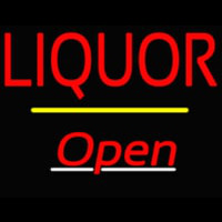 Liquor Open Yellow Line Neon Skilt