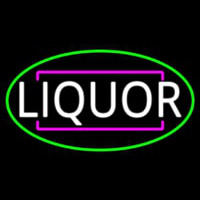 Liquor Oval With Green Border Neon Skilt