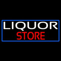 Liquor Store With Blue Border Neon Skilt