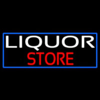 Liquor Store With Blue Border Neon Skilt