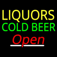 Liquors Cold Beer Open 2 Neon Skilt