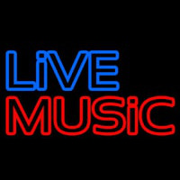 Live Music Block Mic Logo Neon Skilt