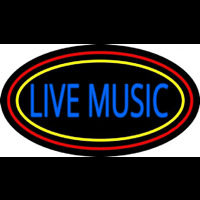 Live Music With Yellow Red Border 1 Neon Skilt