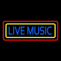 Live Music With Yellow Red Border 2 Neon Skilt