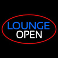 Lounge Open Oval With Red Border Neon Skilt