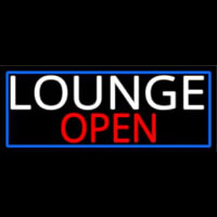 Lounge Open With Blue Border Neon Skilt