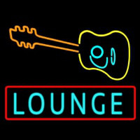 Lounge With Guitar Neon Skilt