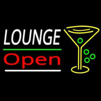Lounge With Martini Glass Open 2 Neon Skilt
