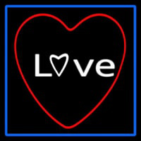 Love Red Heart With Blue Border Neon Skilt