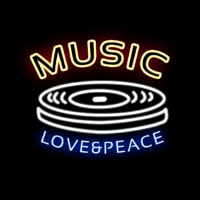 MUSIC LOVE PEACE Neon Skilt