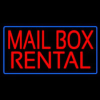 Mail Bo  Rental Blue Border Neon Skilt