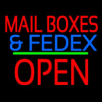Mail Bo es And Fede  Open Block Green Line Neon Skilt