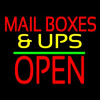 Mail Bo es And Ups Open Block Green Line Neon Skilt