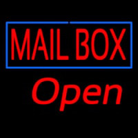 Mailbo  Blue Border Open Neon Skilt