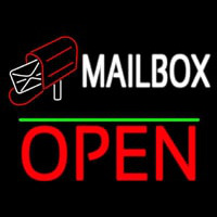 Mailbo  Red Logo With Open 1 Neon Skilt