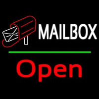 Mailbo  Red Logo With Open 2 Neon Skilt