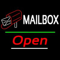 Mailbo  Red Logo With Open 3 Neon Skilt